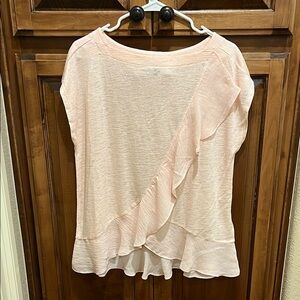 Banana Republic Pink Asymmetrical Ruffle Blouse